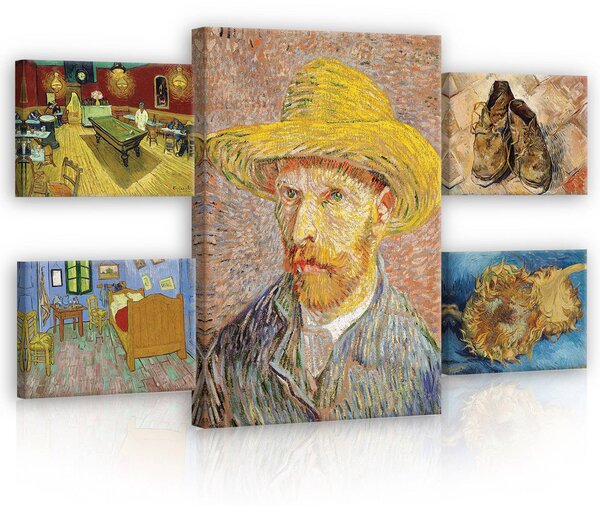Obraz na plátně: Vincent van Gogh - set 1ks 70x50 cm a 4ks 32,4x22,8 cm