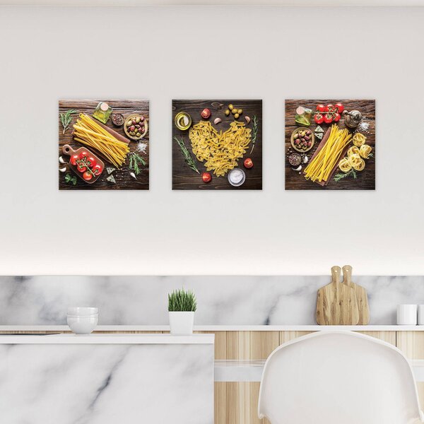 Obraz na plátně: Pasta - set 3ks 25x25cm