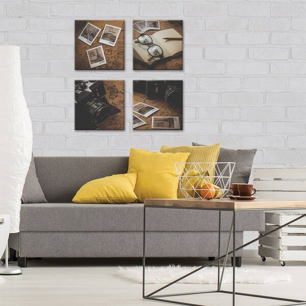 Obraz na plátně: Foto vzpomínky - set 4ks 25x25cm