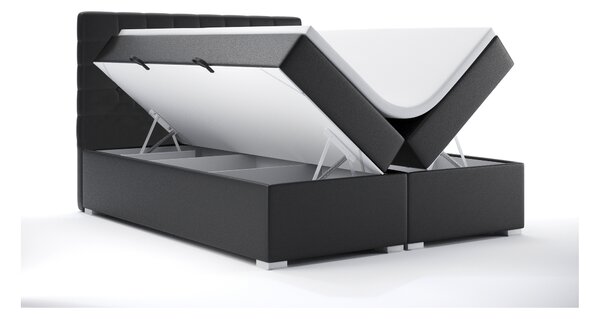 Boxspring postel 140 cm Clady (černá ekokůže) (s úložným prostorem)