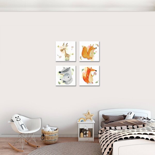 Obraz na plátně: Roztomilá zvířátka (3) - set 4ks 25x25cm