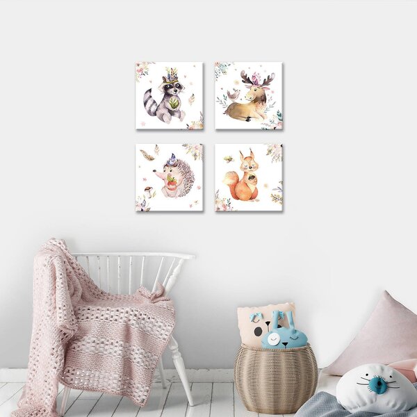 Obraz na plátně: Roztomilá zvířátka (4) - set 4ks 25x25cm