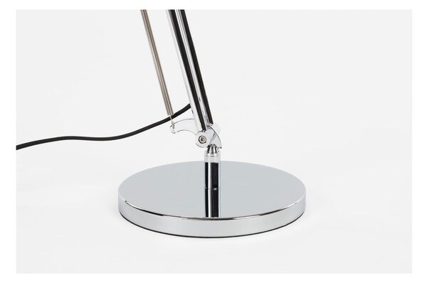 Kovová stolní lampa s ohybatelnou konstrukcí ve stříbrné barvě s kovovým stínidlem (výška 37 cm) Reader – Zuiver