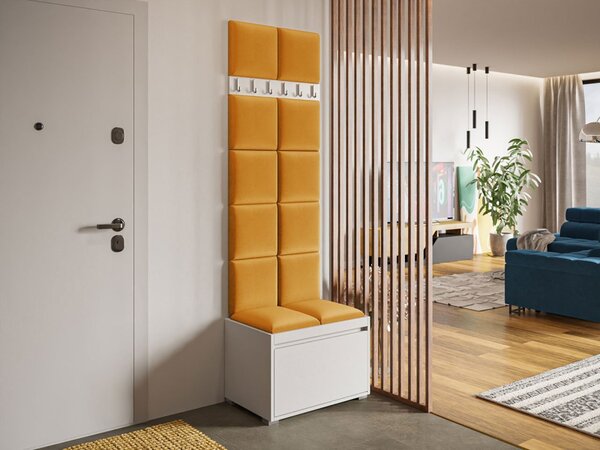 Nábytek do předsíně Konkor 60 + 12 kusů čalouněných nástěnných panelů Pag 30x30, Barva: bílá, barva: Manila 16 5903211044298