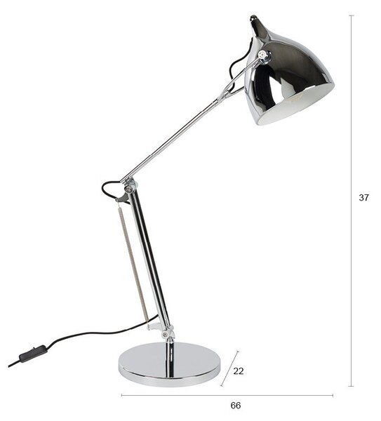 Kovová stolní lampa s ohybatelnou konstrukcí ve stříbrné barvě s kovovým stínidlem (výška 37 cm) Reader – Zuiver
