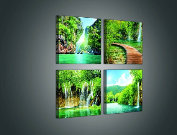 Obraz na plátně: Voda v přírodě - set 4ks 25x25cm