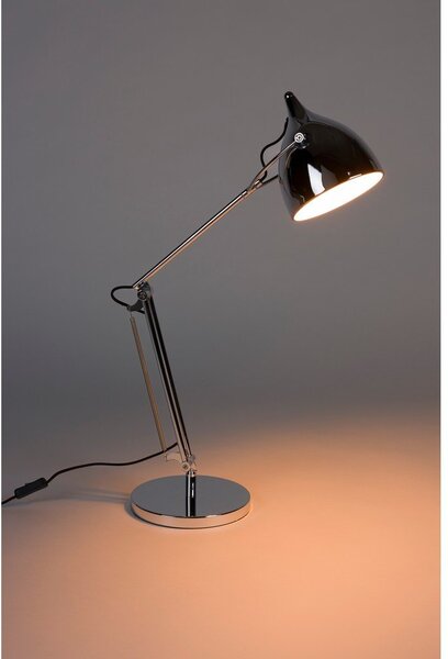 Kovová stolní lampa s ohybatelnou konstrukcí ve stříbrné barvě s kovovým stínidlem (výška 37 cm) Reader – Zuiver