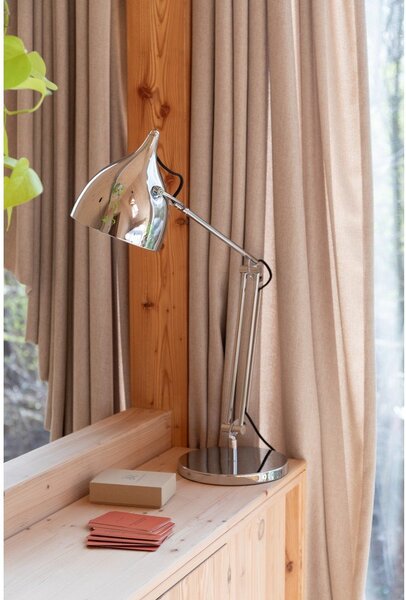 Kovová stolní lampa s ohybatelnou konstrukcí ve stříbrné barvě s kovovým stínidlem (výška 37 cm) Reader – Zuiver