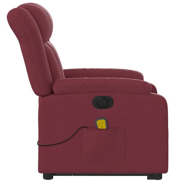Elektrické zvedací masážní polohovací křeslo vínové textil 3205355