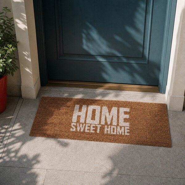 Rohožka s bílým nápisem PT LIVING Home Sweet Coir, 75 x 26 cm