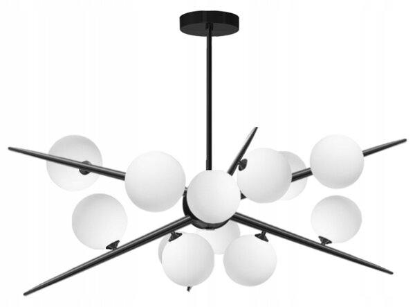 ZÁVĚSNÁ LAMPA ČERNÁ STROPNÍ SKLENĚNÉ KOULE 12 G9