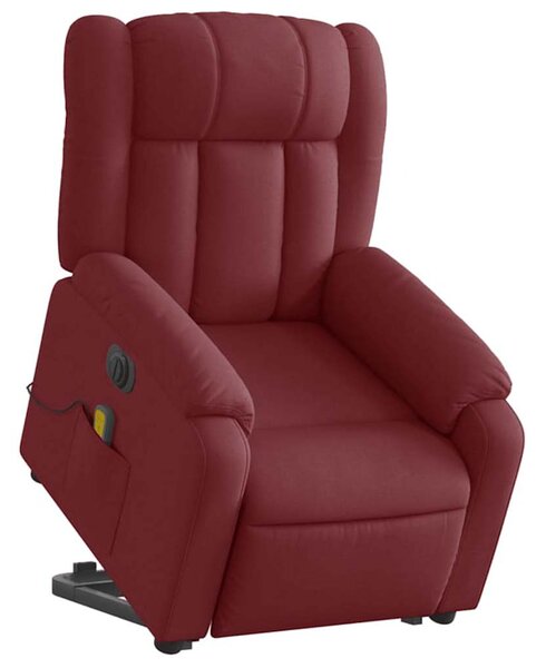 Elektrické zvedací masážní polohovací křeslo vínové textil 3205355