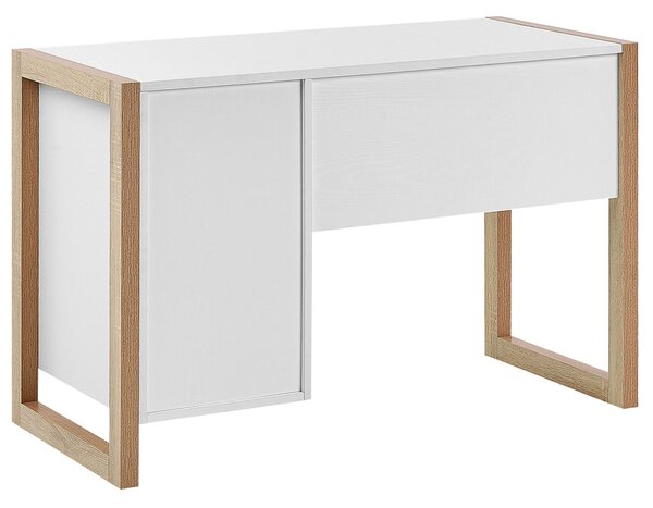 Pracovní stůl JOHNSON Hnědá/Bílá 112 cm 50 cm s úložným prostorem