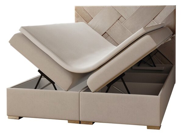 Boxspring postel 140 cm Melo (béžová) (s úložným prostorem)