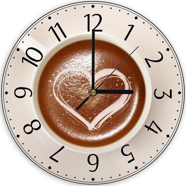 Hodiny na zeď Heart & Coffee