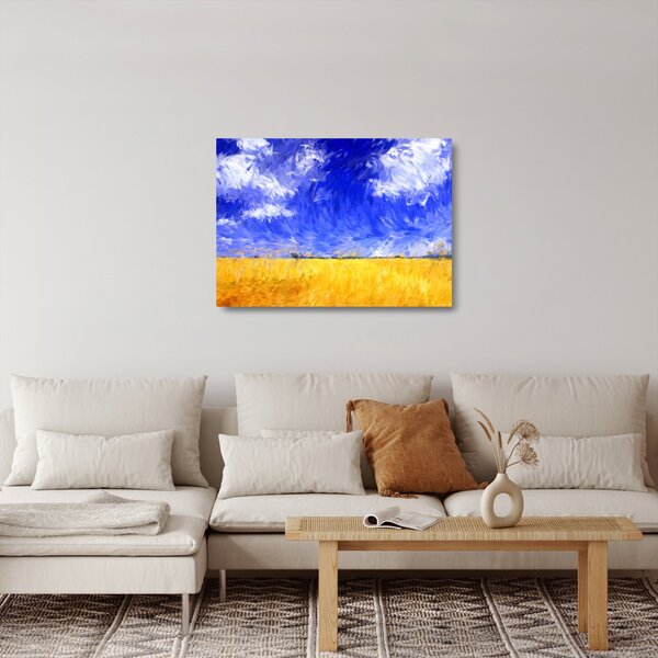 Skleněný obraz - Olejomalba, Zlaté pole (70x50 cm)