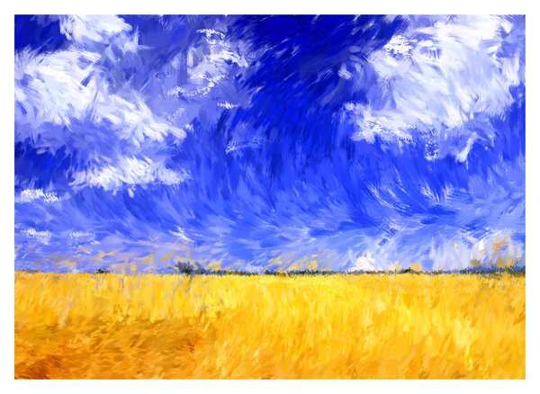 Skleněný obraz - Olejomalba, Zlaté pole (70x50 cm)