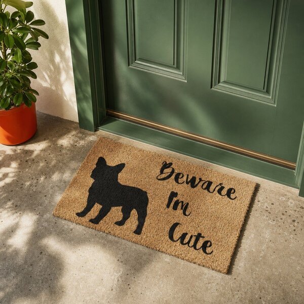Rohožka z kokosového vlákna 40x60 cm Beware I'm Cute French Bulldog – Artsy Doormats