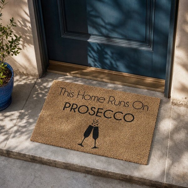 Rohožka z kokosového vlákna 40x60 cm This Home Runs On Prosecco – Artsy Doormats