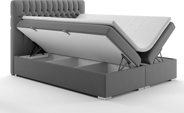 Boxspring postel 140 cm Daliny (šedá) (s úložným prostorem)