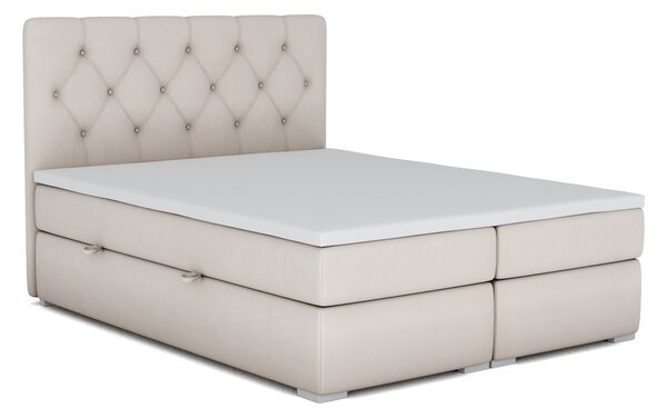 Kontinentální postel 140 cm Ronda (krémová) (s úložným prostorem). 1020371