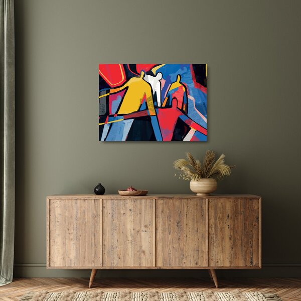 Skleněný obraz - Abstrakce mužů (70x50 cm)