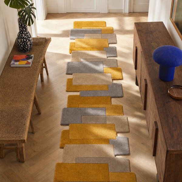 Žluto-béžový vlněný běhoun Flair Rugs Collage, 60 x 230 cm