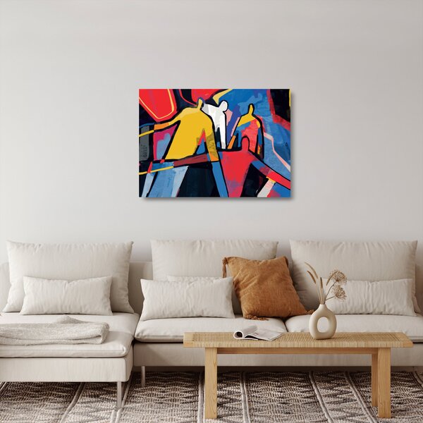 Skleněný obraz - Abstrakce mužů (70x50 cm)