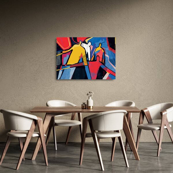 Skleněný obraz - Abstrakce mužů (70x50 cm)