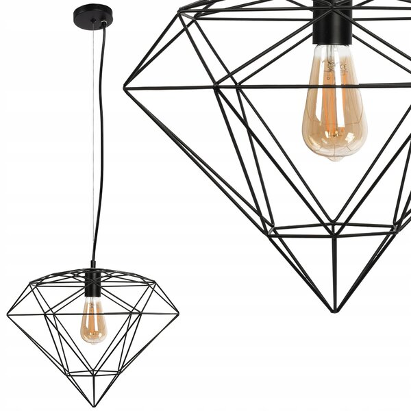 ZÁVĚSNÁ LAMPA DIAMANT KOVOVÁ LOFT ČERNÁ