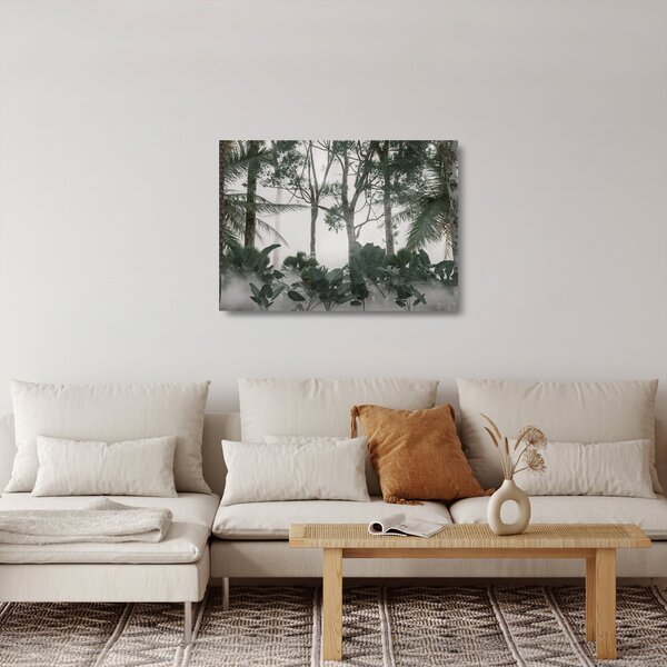 Skleněný obraz - Jungle v ranní mlze (70x50 cm)