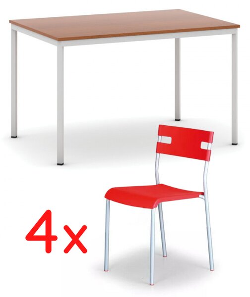 Sestava jídelní stůl + 4 židle červené ZDARMA
