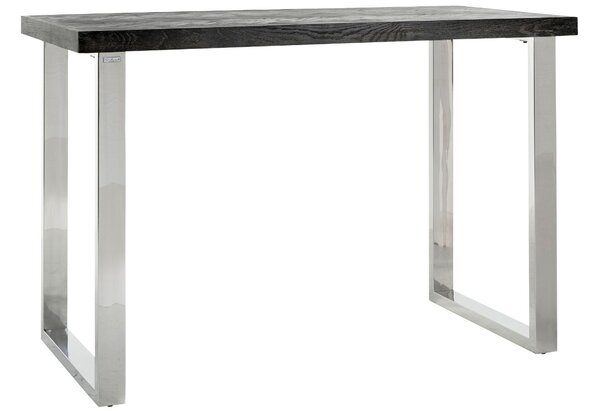 Černý dubový barový stůl Richmond Blackbone 160 x 80 cm se stříbrnou podnoží