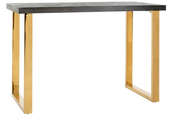 Černý dubový barový stůl Richmond Blackbone 160 x 80 cm se zlatou podnoží