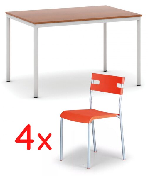 Sestava jídelní stůl + 4 židle oranžové ZDARMA