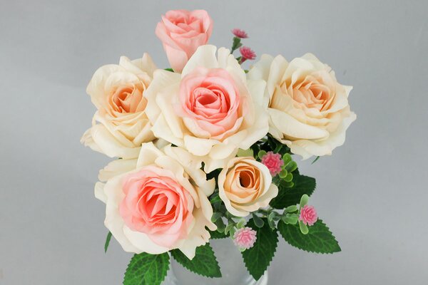 Růže, puget, barva růžová. Květina umělá. KUM3230