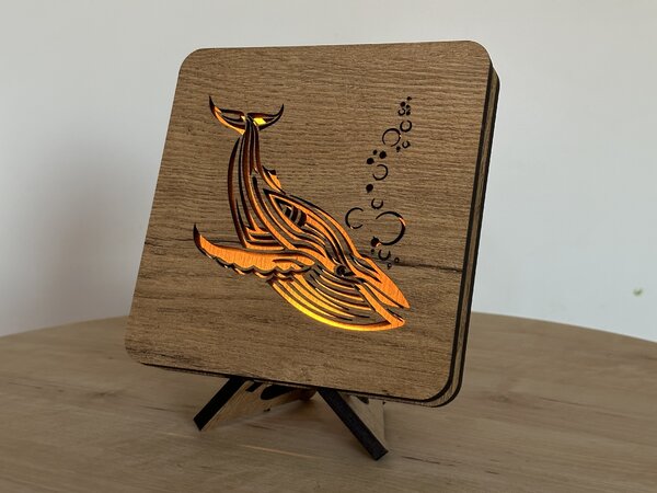 "Velryba" lampa 19x19cm provedení povrchu: dub