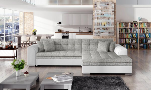 ROHOVÁ SEDAČKA, textil, šedá, bílá MID.YOU - Sedací soupravy, Online Only