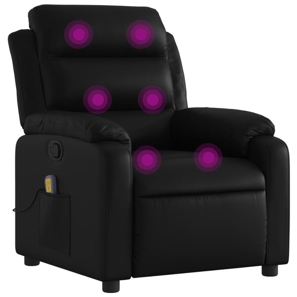 Masážní polohovací křeslo černé, umělá kůže 3205744