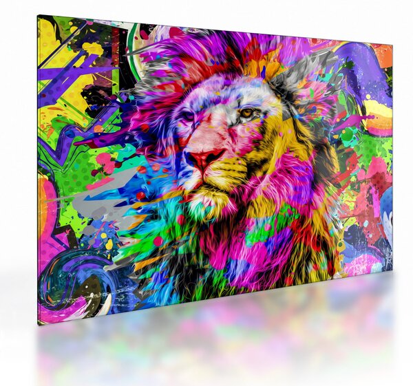 Skleněný obraz - 3D skleněný obraz lva (70x50 cm)