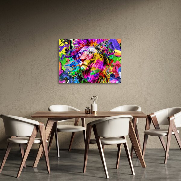 Skleněný obraz - 3D skleněný obraz lva (70x50 cm)