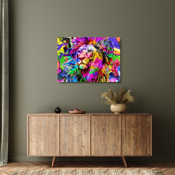 Skleněný obraz - 3D skleněný obraz lva (70x50 cm)