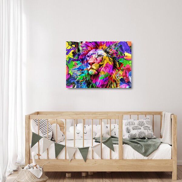 Skleněný obraz - 3D skleněný obraz lva (70x50 cm)