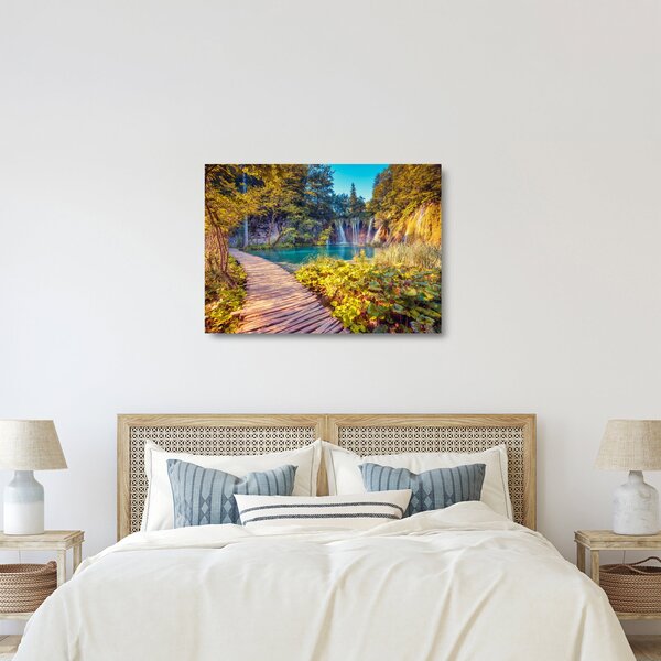 Skleněný obraz - Plitvická jezera, Chorvatsko (70x50 cm)