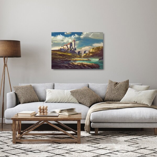 Skleněný obraz - Středověký hrad (70x50 cm)
