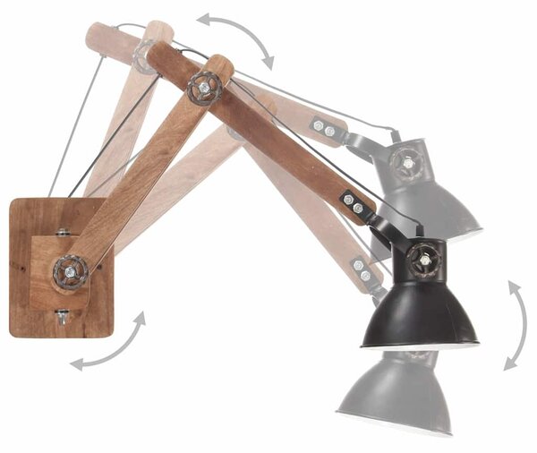 Nástěnná lampa industriální styl černá kulatá E27 320577
