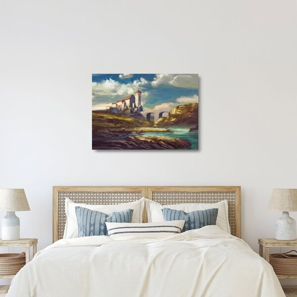 Skleněný obraz - Středověký hrad (70x50 cm)