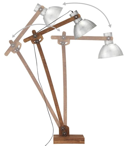 Stojací lampa stříbrná masivní mangovníkové dřevo E27 320579