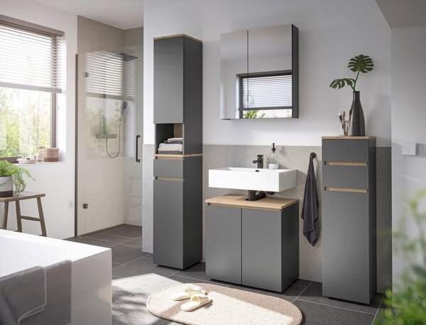 MIDI SKŘÍŇKA, antracitová, barvy dubu, 30/108/30 cm home24 - Koupelnové série, Online Only