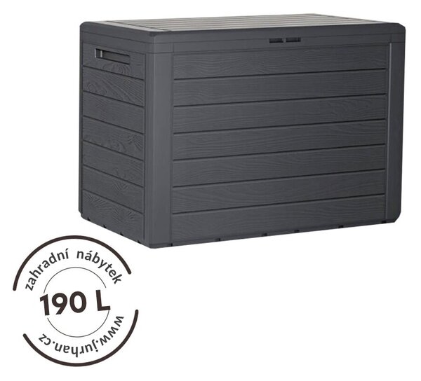 Zahradní úložný box WOODEBOX, 190L, 78x44x55cm, antracitová Prosperplast